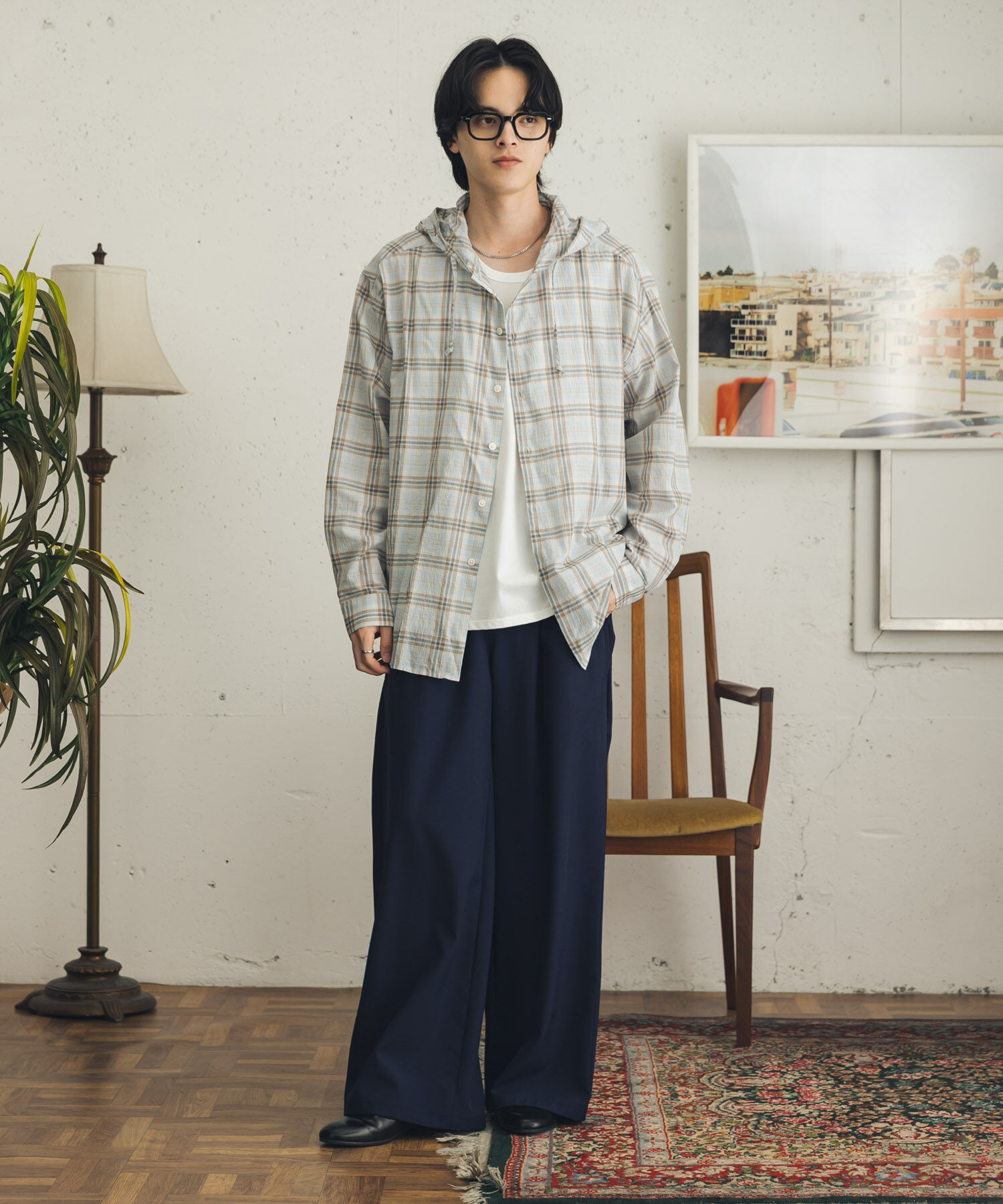 SENSE OF PLACE by URBAN RESEARCH「チェックシアーフーディーシャツ」|シャツ・ブラウス|