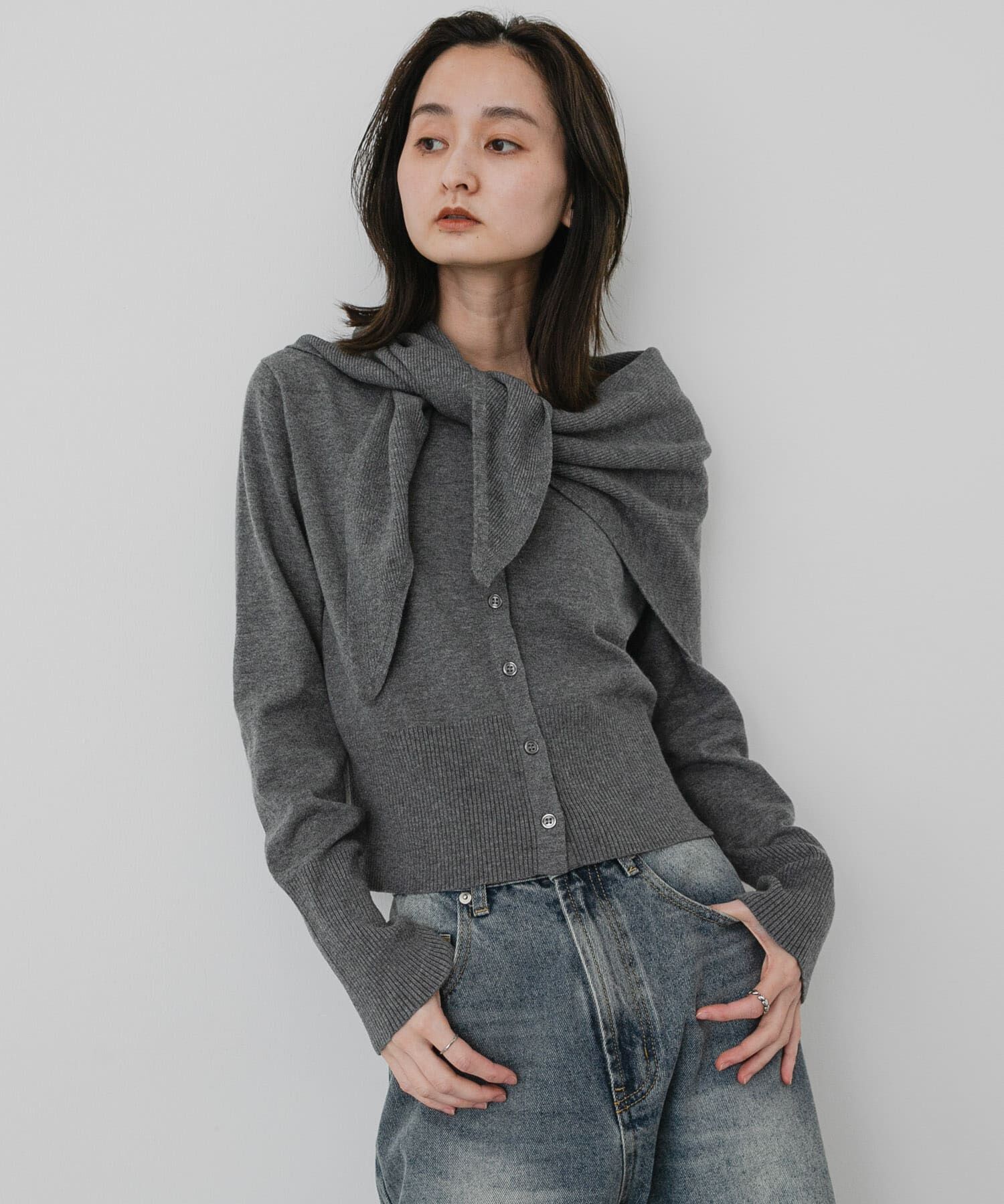 SENSE OF PLACE by URBAN RESEARCH「『洗濯可』スカーフツキニットカーディガン」|カーディガン|