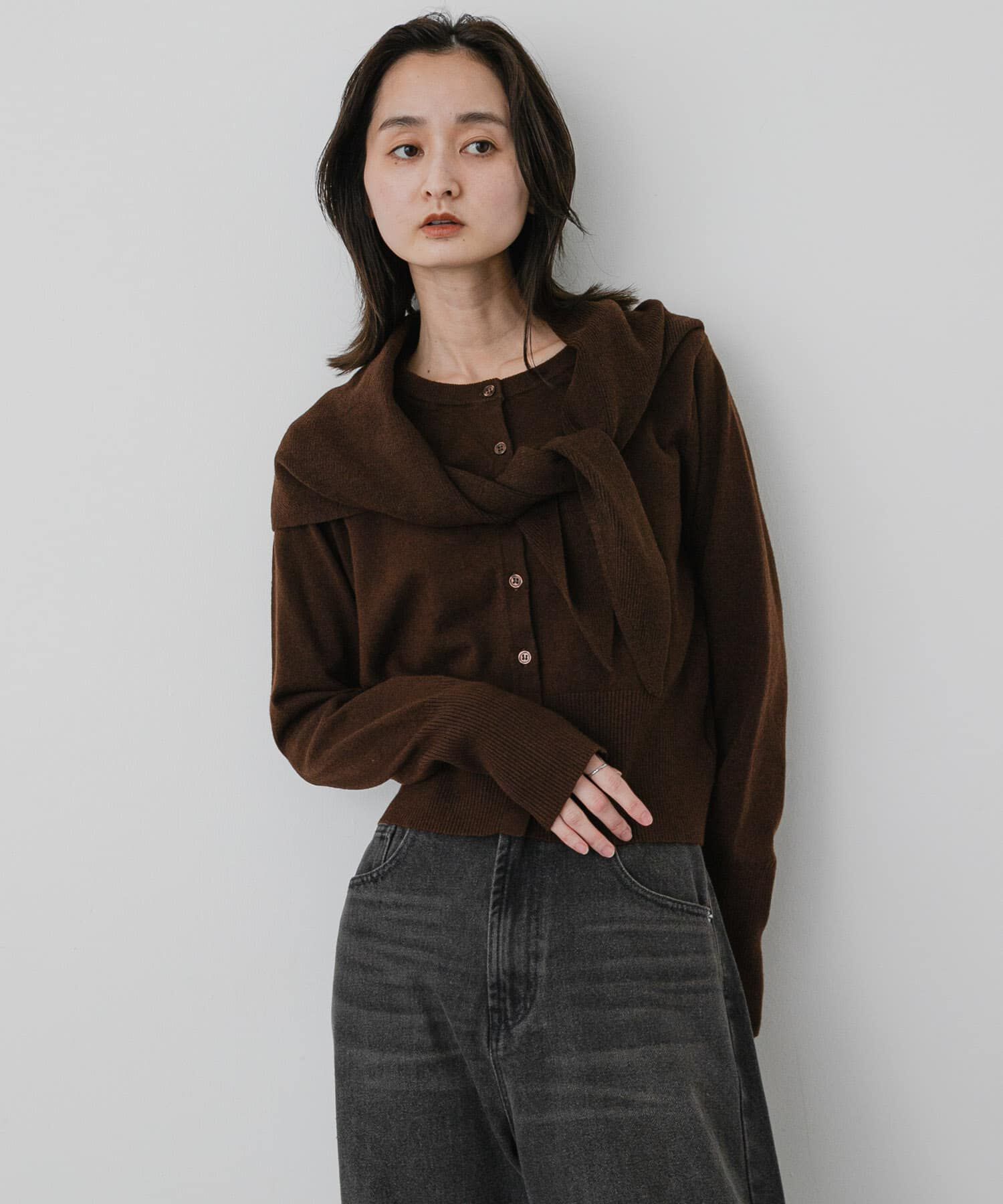 SENSE OF PLACE by URBAN RESEARCH「『洗濯可』スカーフツキニットカーディガン」|カーディガン|