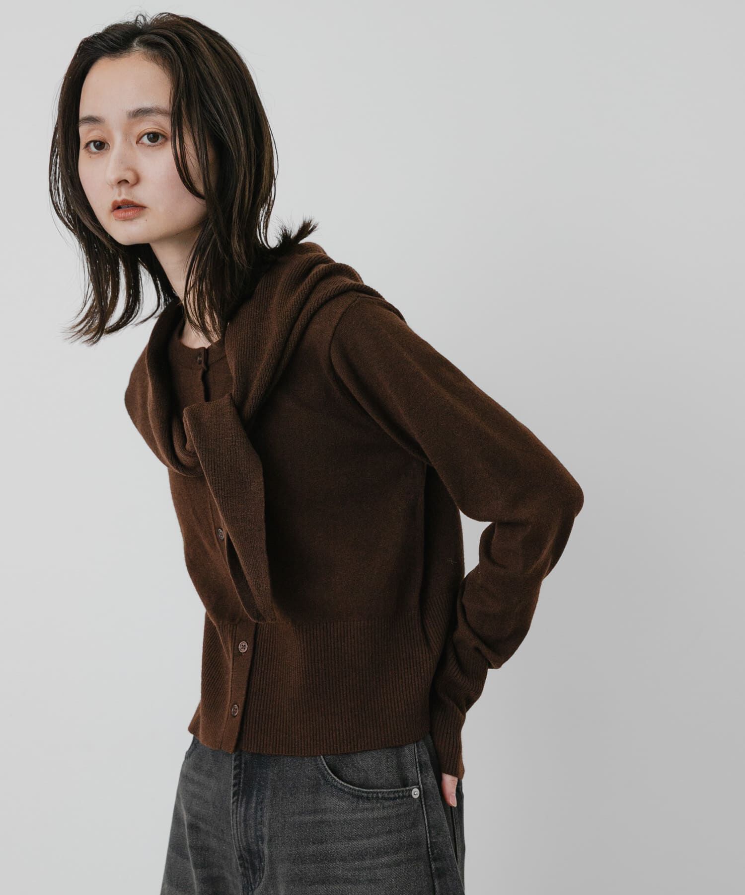 SENSE OF PLACE by URBAN RESEARCH「『洗濯可』スカーフツキニットカーディガン」|カーディガン|