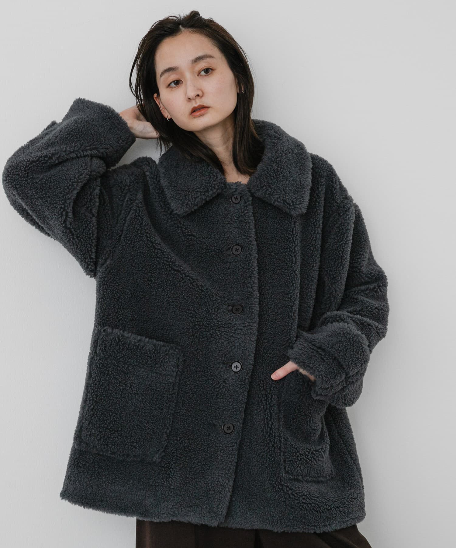 SENSE OF PLACE by URBAN RESEARCH「モコモコボアコート」|ノーカラーコート|