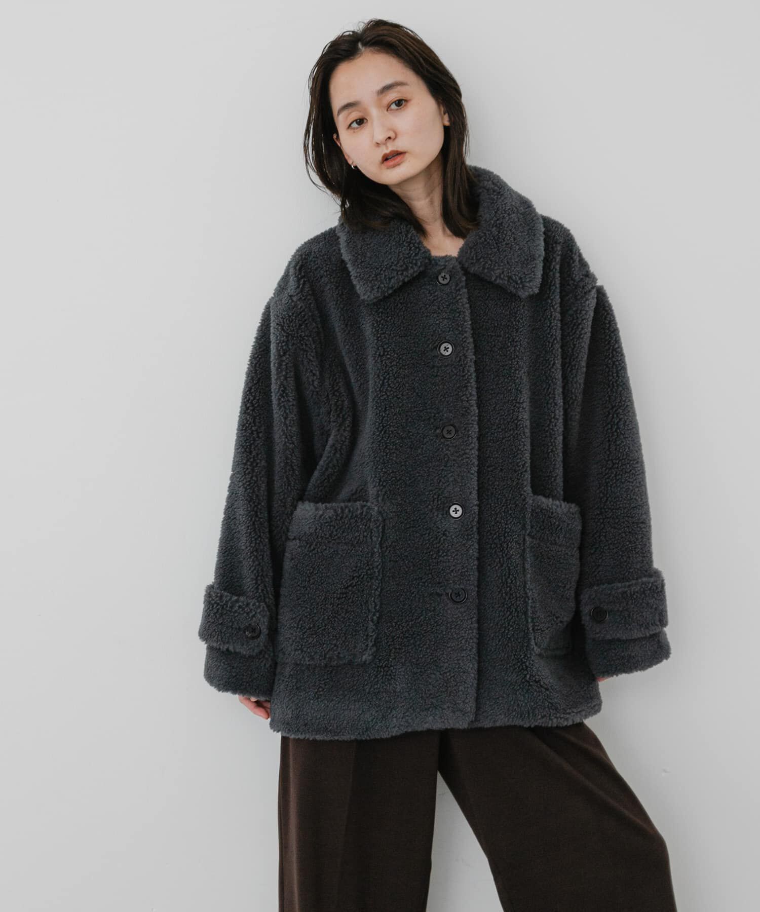 SENSE OF PLACE by URBAN RESEARCH「モコモコボアコート」|ノーカラーコート|