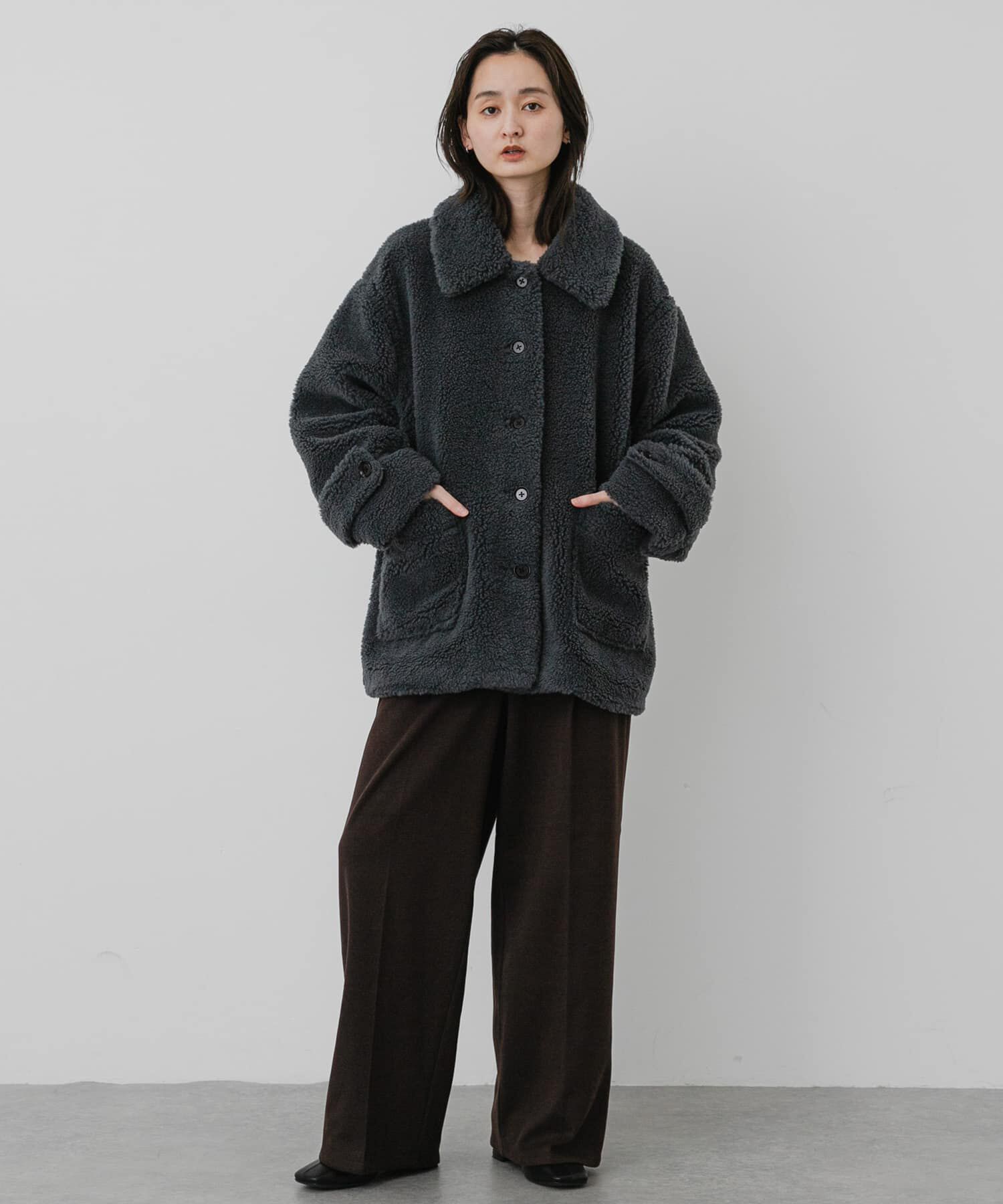 SENSE OF PLACE by URBAN RESEARCH「モコモコボアコート」|ノーカラーコート|