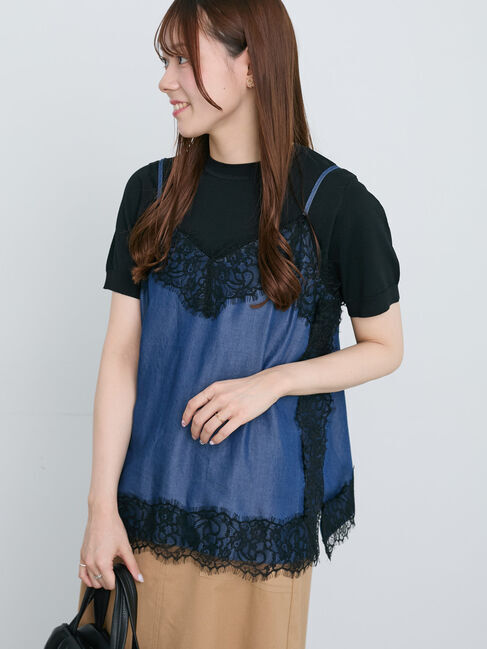 Te chichi「ファブリックアソートキャミチュニック」|キャミソール|ネイビー