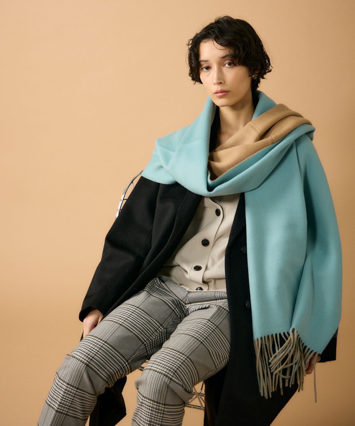 FAVORITE SUKINAMONO「スポンディッシュカシミヤリバーシブルストール《ASAUCE MELER》」|ストール|