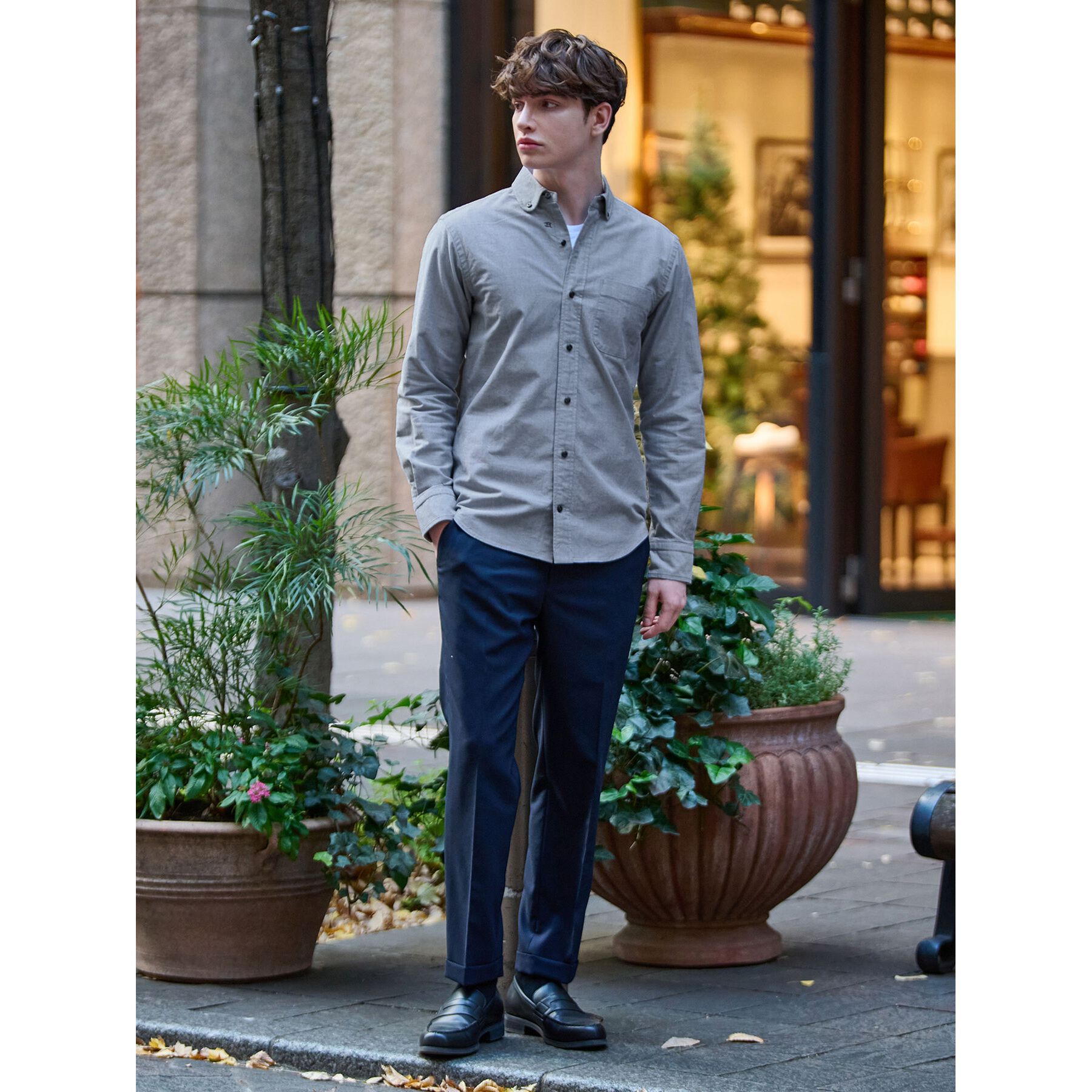 DRESSTERIOR「オックスフォード ラウンドカラーシャツ」|シャツ・ブラウス|