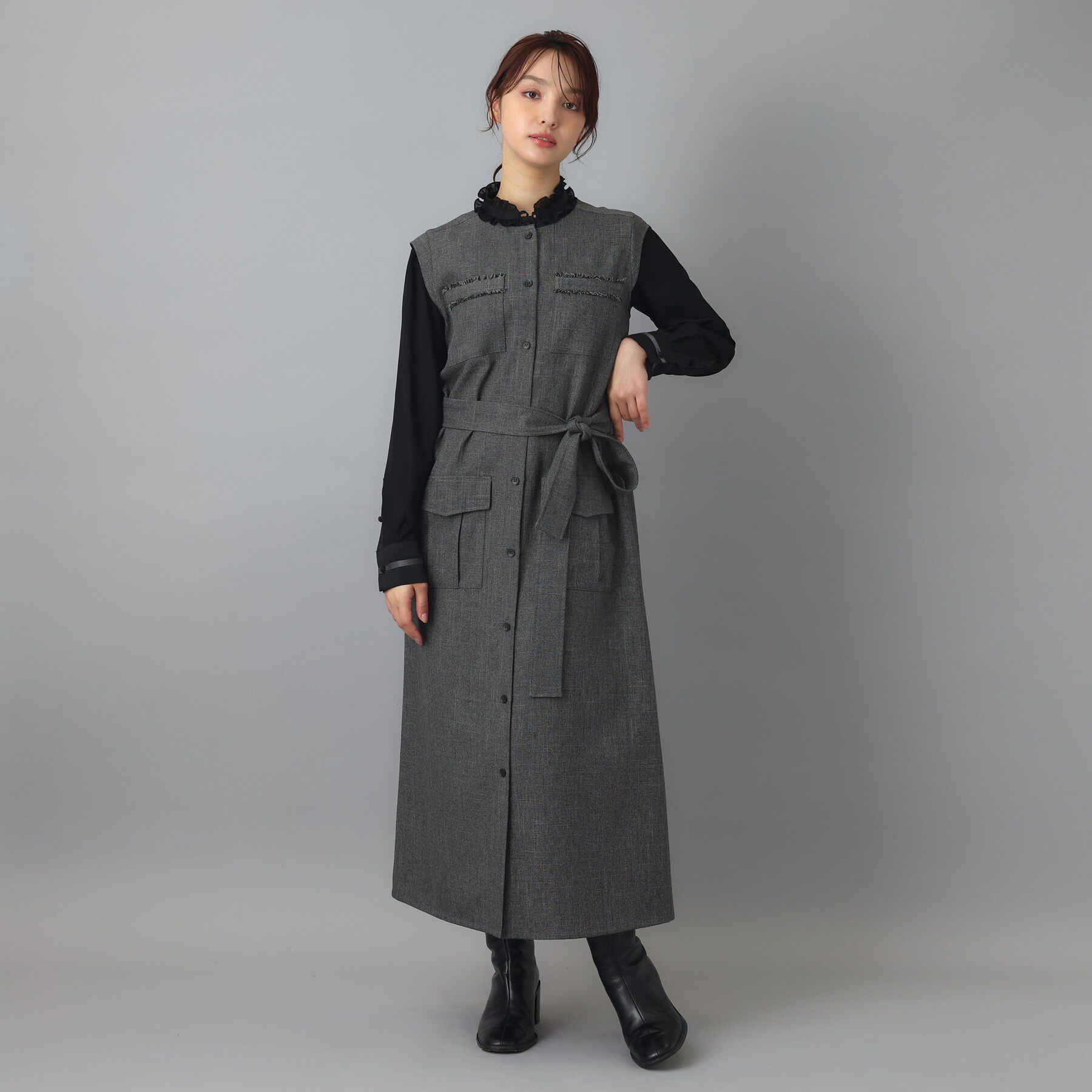 DRESSTERIOR「【ウォッシャブル】ツイードライクワンピース」|ワンピース|