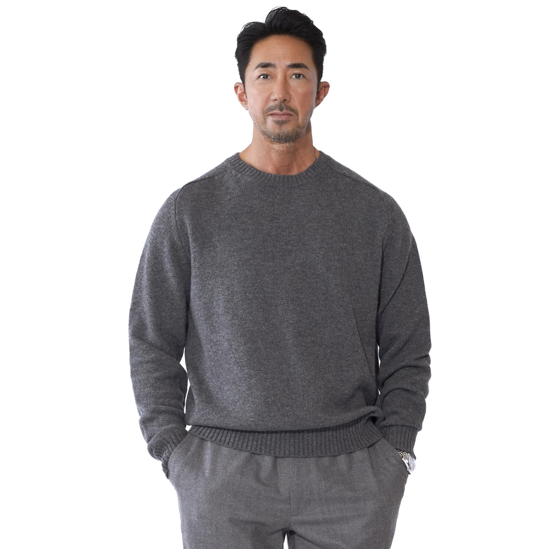 DRESSTERIOR「【干場義雅&times;DRESSTERIOR】ウールカシミヤクルーネックニット」|ニット・セーター|チャコールグレー(0