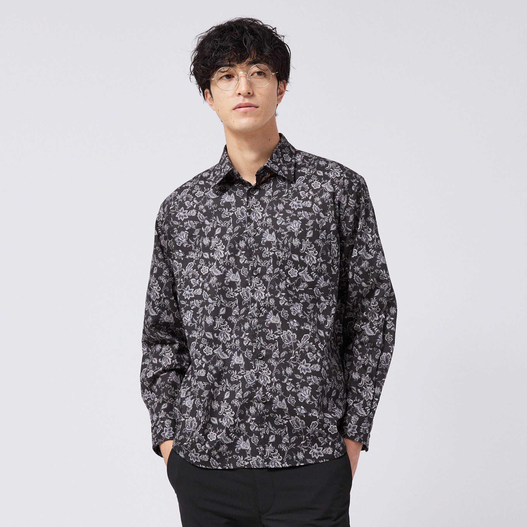 TAKEO KIKUCHI「【LIMITED】フラワープリントシャツ」|シャツ・ブラウス|ブラック(419)