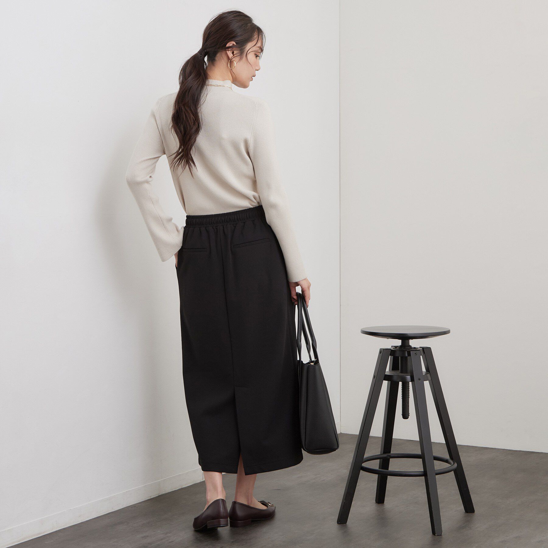 OPAQUE.CLIP「裏起毛ストレッチジャージイージータイトスカート【洗濯機OK】」|スカート|