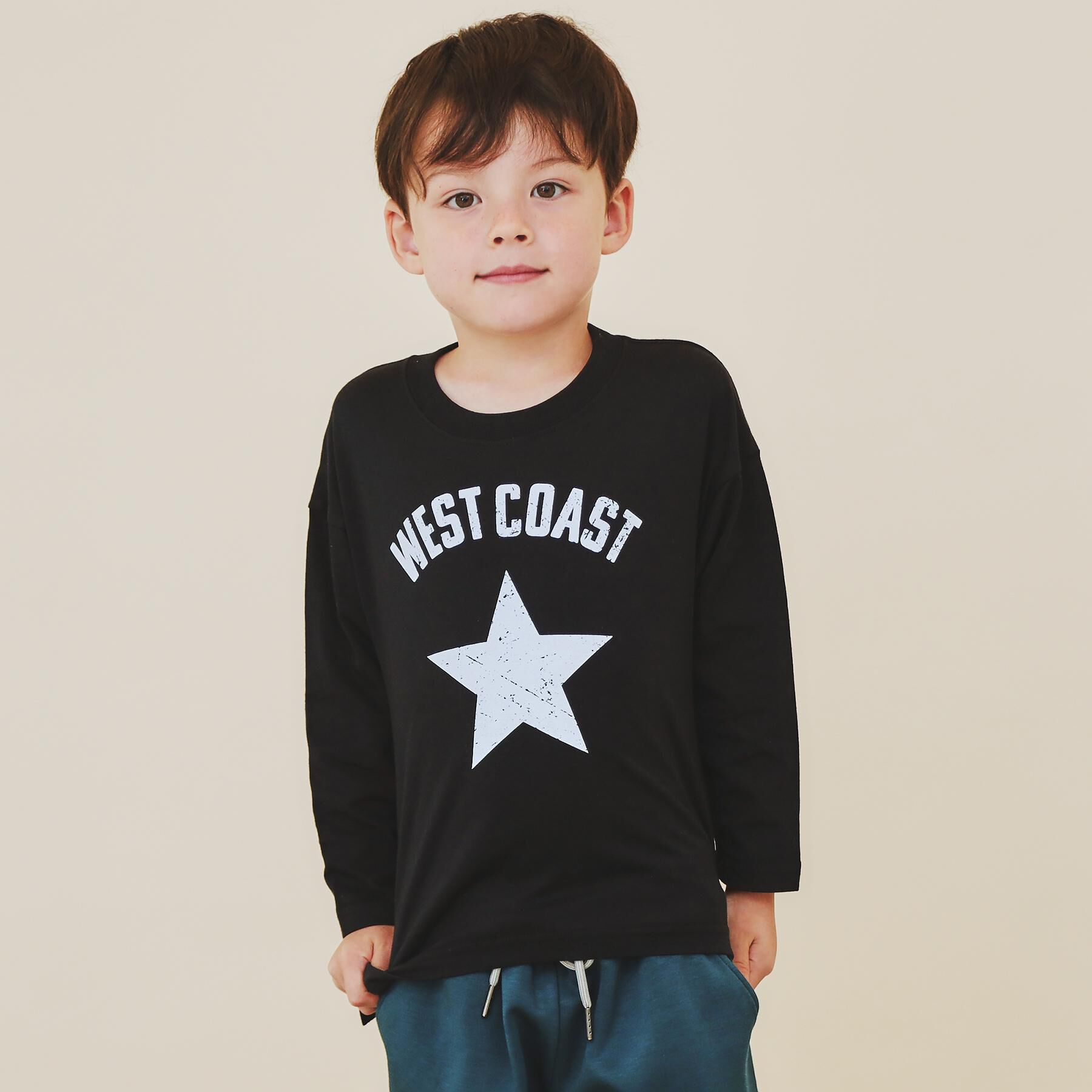THE SHOP TK「【110-160】プリント長袖Tシャツ」|Tシャツ・カットソー|ブラック(019)