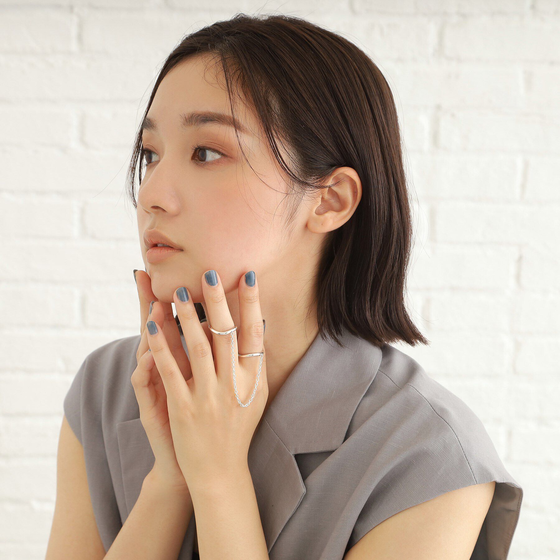 COCOSHNIK ONKITSCH「シルバー ドレープチェーン ダブルカーブリング」|リング|