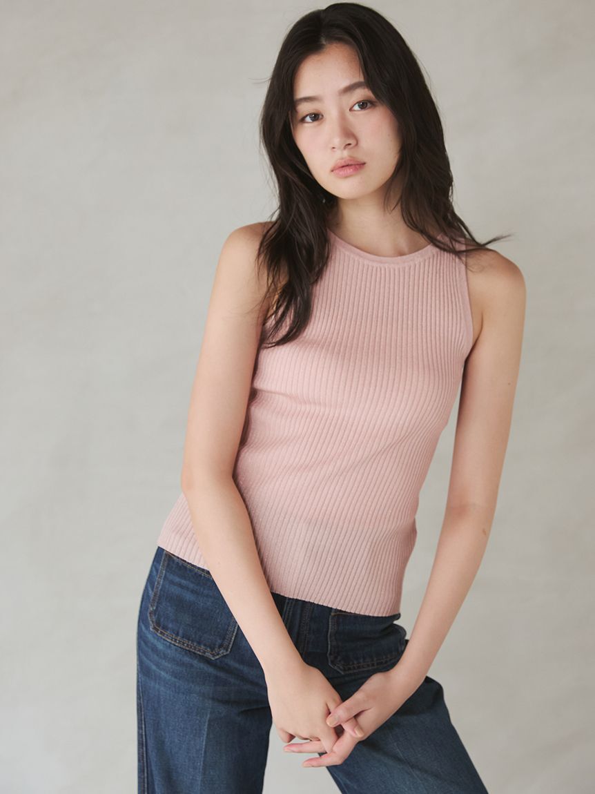 Mila Owen「【ウォッシャブル】ワイドリブノースリーブニット」|キャミソール|PNK