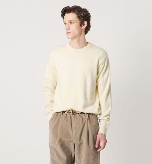 UNITED ARROWS「YAMAGATA ミドルゲージ クルーネック ニット」|ニット・セーター|OFF WHITE