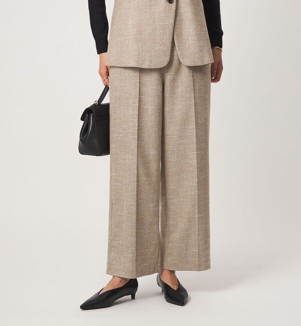 UNITED ARROWS green label relaxing「［size SHORT/TALLあり］スラブ ワイド ストレート パンツ」|スラックス|BEIGE