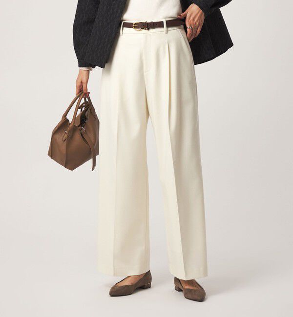 UNITED ARROWS green label relaxing「［size SHORT/TALLあり］Daily Chic サキソニー ワイド パンツ」|スラックス|OFF WHITE