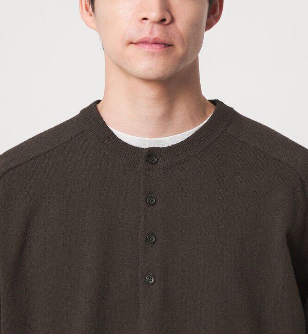 UNITED ARROWS green label relaxing「ブークレ サドル ヘンリーネック 長袖 ニット」|ニット・セーター|