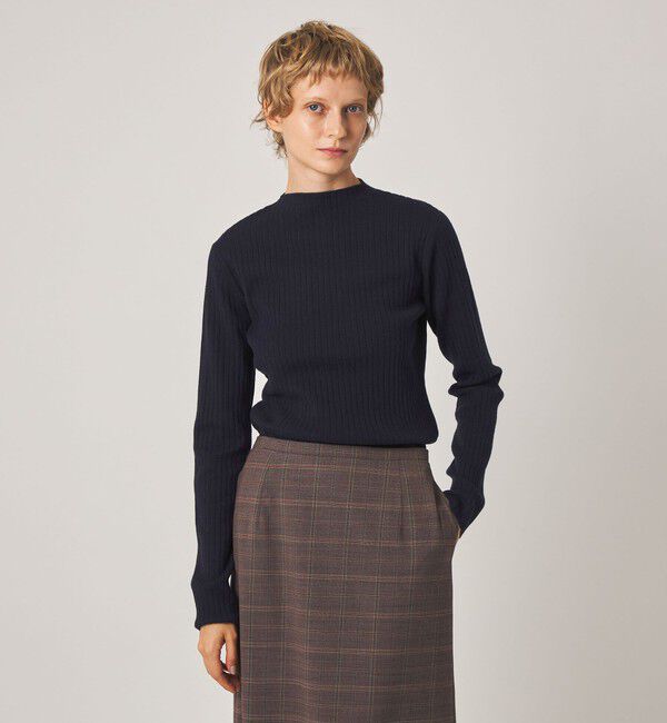 STEVEN ALAN「＜Steven Alan＞コットン カシミヤ ボトルネック ニット」|ニット・セーター|NAVY