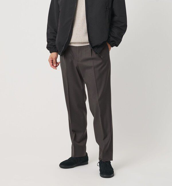 BEAUTY&YOUTH UNITED ARROWS「ストレッチ ウールブレンド ワンプリーツ テーパード パンツ NO.5 セットアップ対応」|チノ|