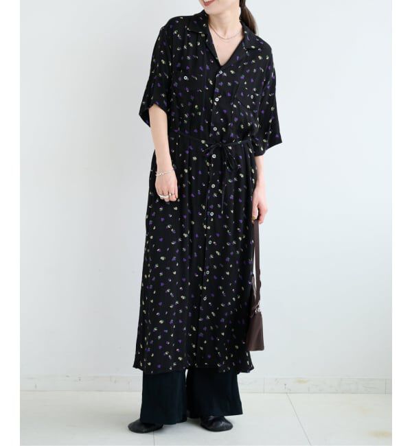 OUTDOOR PRODUCTS Usual Things「オープンカラーシャツワンピース」|ワンピース|ブラック A