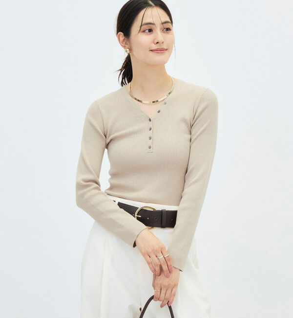 NOLLEY'S sophi「《手洗い可能》シルクカシミヤ混Vヘンリーリブプルオーバー」|ニット・セーター|
