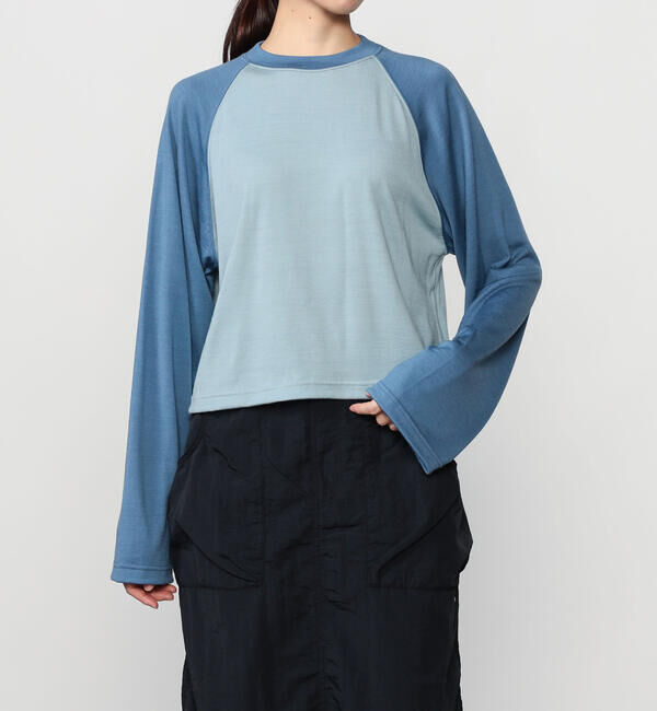  「alvana |〈別注〉ウール天竺 ベースボールTシャツ WOMEN」|Tシャツ・カットソー|BLUE系1
