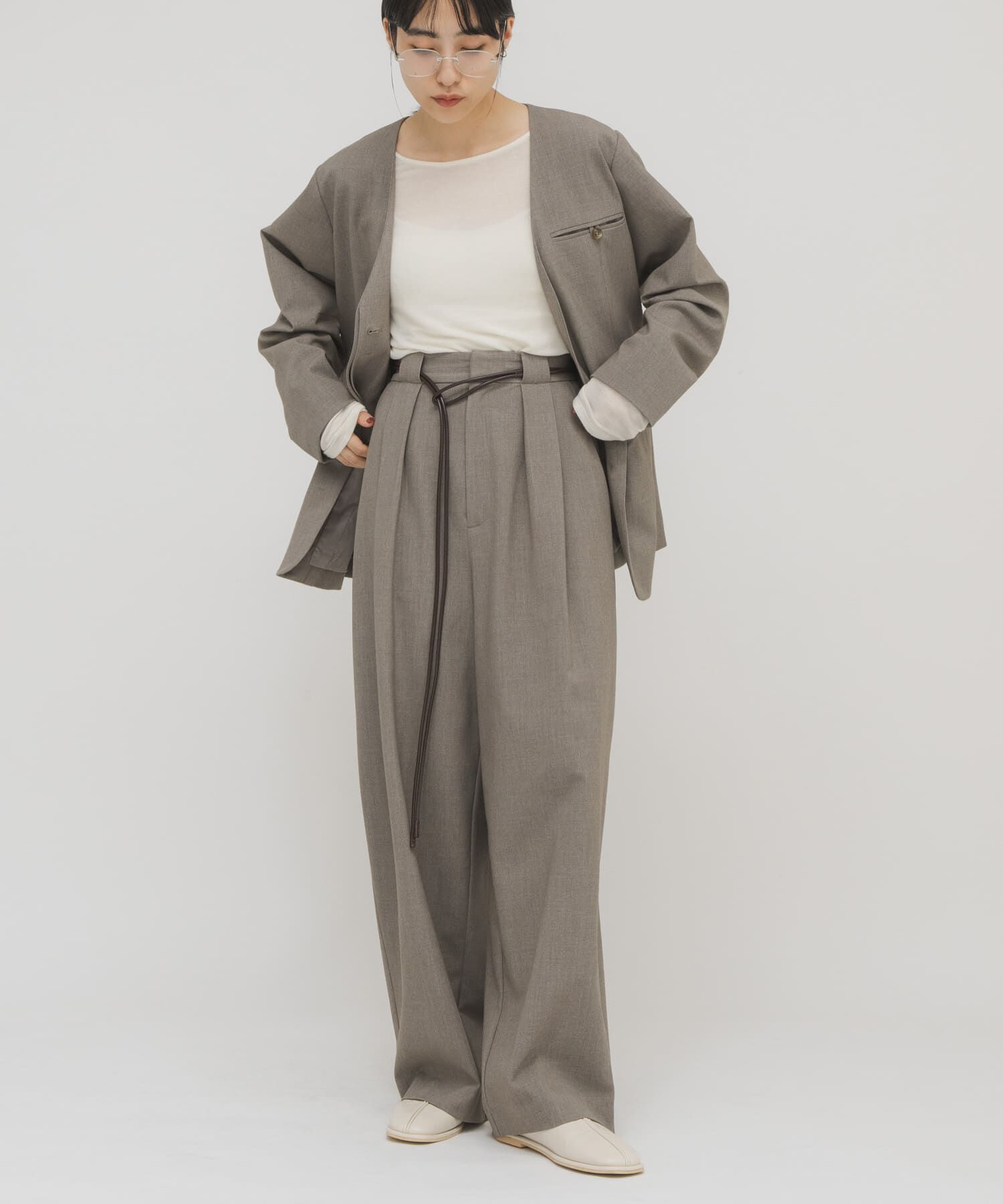  「『2サイズ展開』ベルトSETスラックス」|その他|グレー系その他