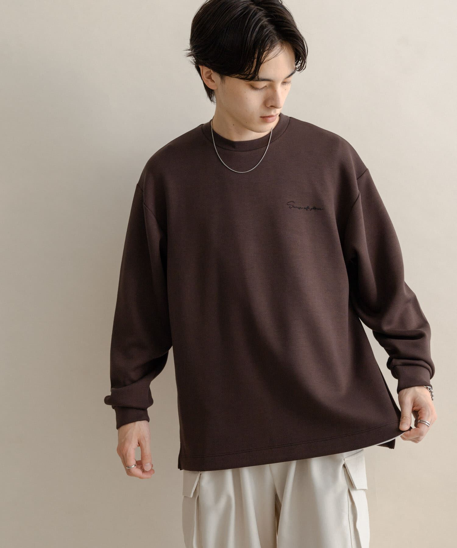 SENSE OF PLACE by URBAN RESEARCH「『一部WEB限定カラー』シシュウダンボールポンチロングTシャツ」|Tシャツ・カットソー|
