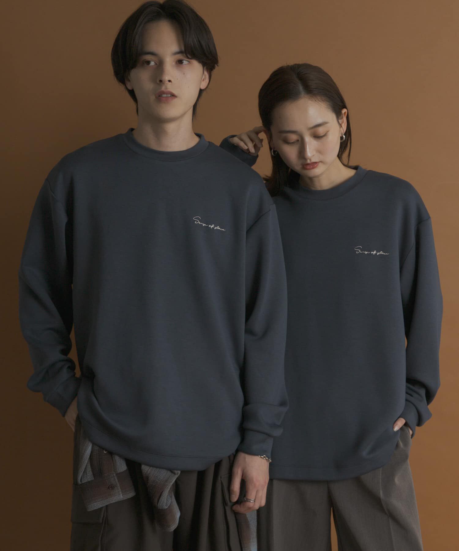 SENSE OF PLACE by URBAN RESEARCH「『一部WEB限定カラー』シシュウダンボールポンチロングTシャツ」|Tシャツ・カットソー|ブルー系その他