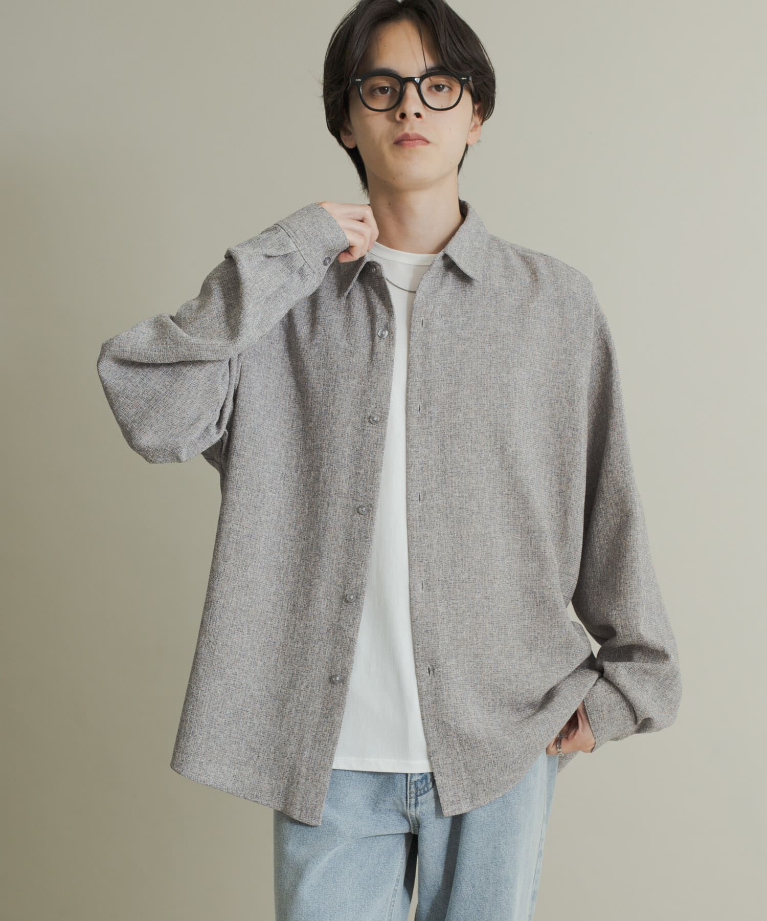 SENSE OF PLACE by URBAN RESEARCH「ライトツイードレギュラーカラーシャツ」|シャツ・ブラウス|