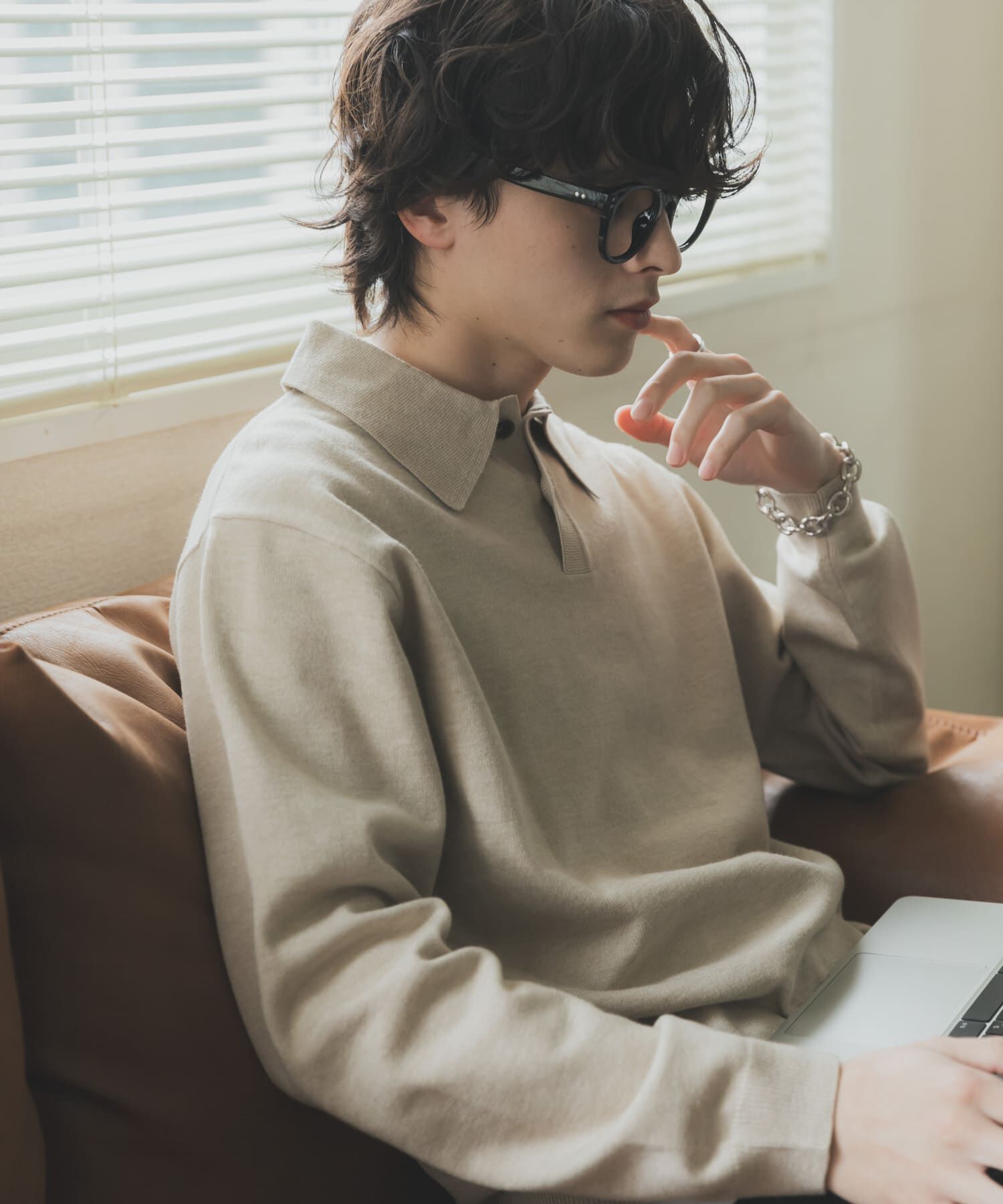 SENSE OF PLACE by URBAN RESEARCH「『一部WEB限定カラー』『洗濯可/毛玉防止』ストレッチニットポロシャツ」|ニット・セーター|ベージュ
