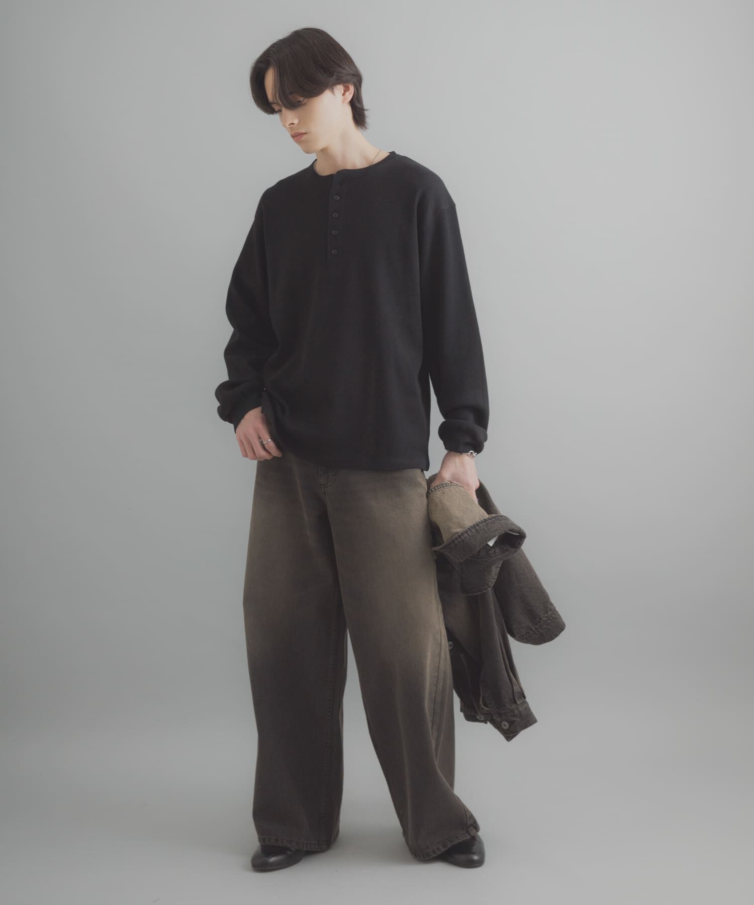 SENSE OF PLACE by URBAN RESEARCH「ワッフルヘンリーネックロングTシャツ」|Tシャツ・カットソー|