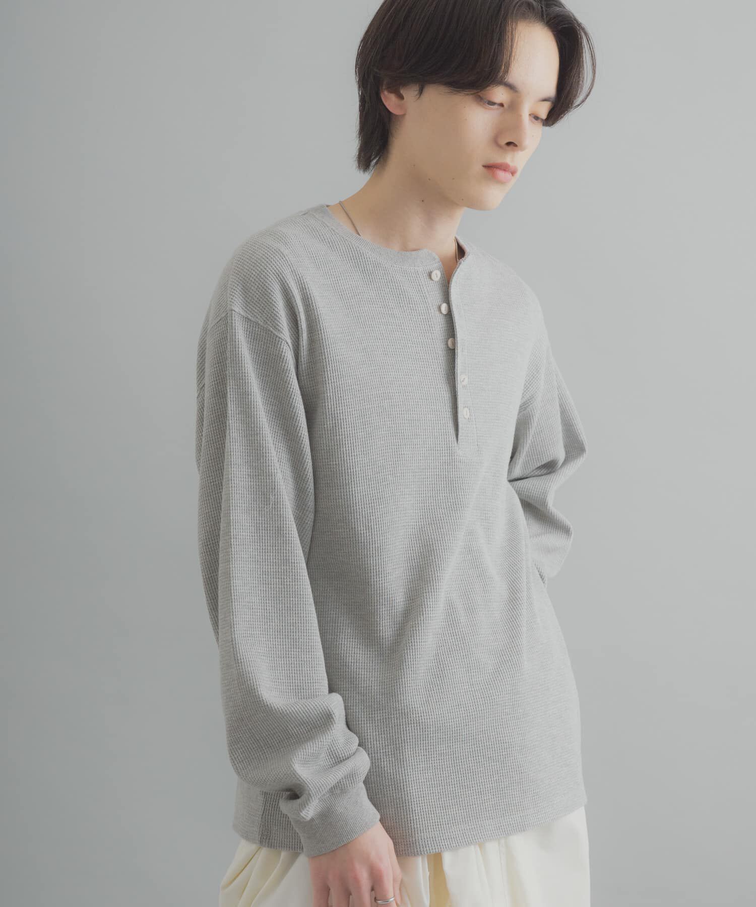 SENSE OF PLACE by URBAN RESEARCH「ワッフルヘンリーネックロングTシャツ」|Tシャツ・カットソー|