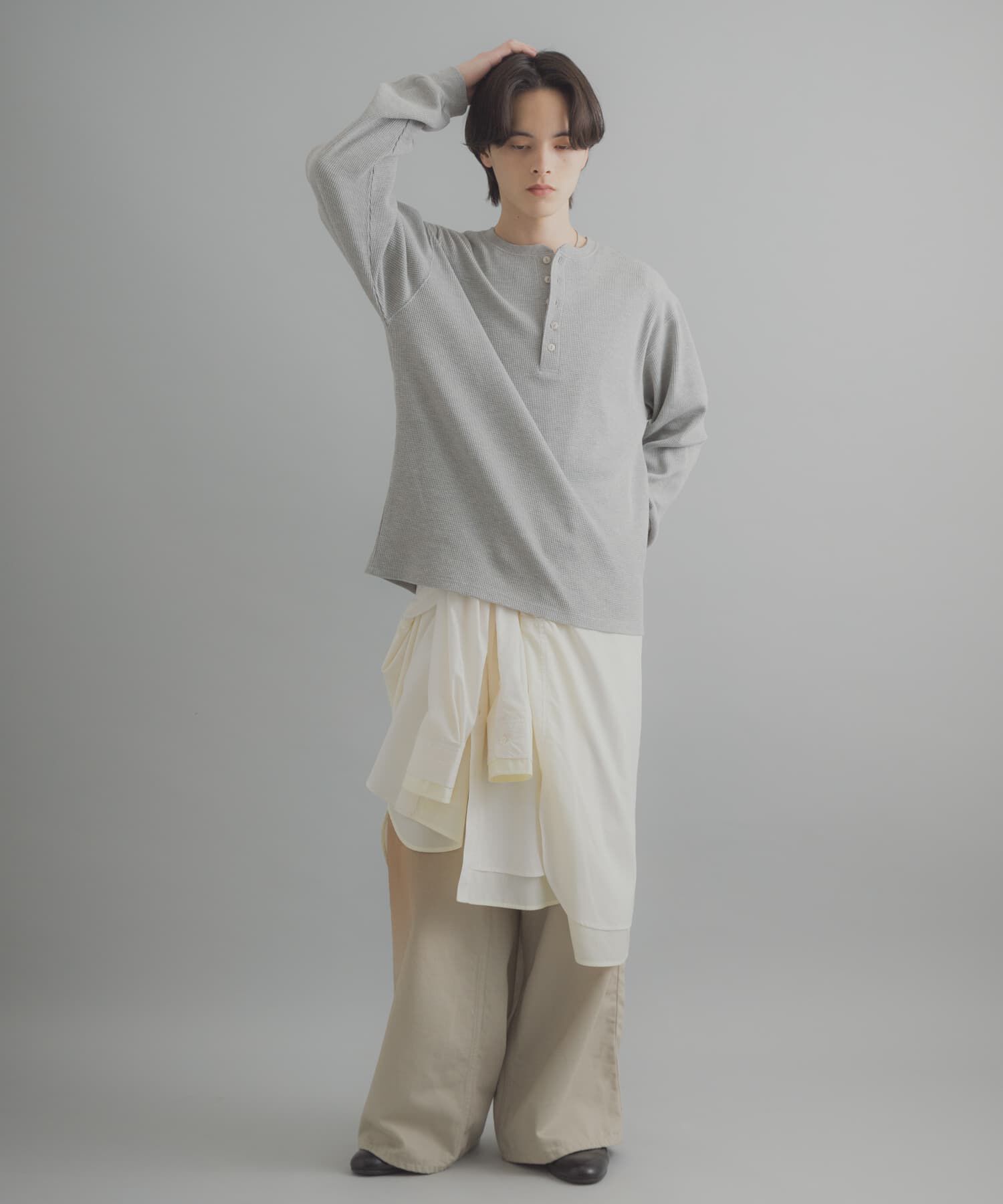 SENSE OF PLACE by URBAN RESEARCH「ワッフルヘンリーネックロングTシャツ」|Tシャツ・カットソー|