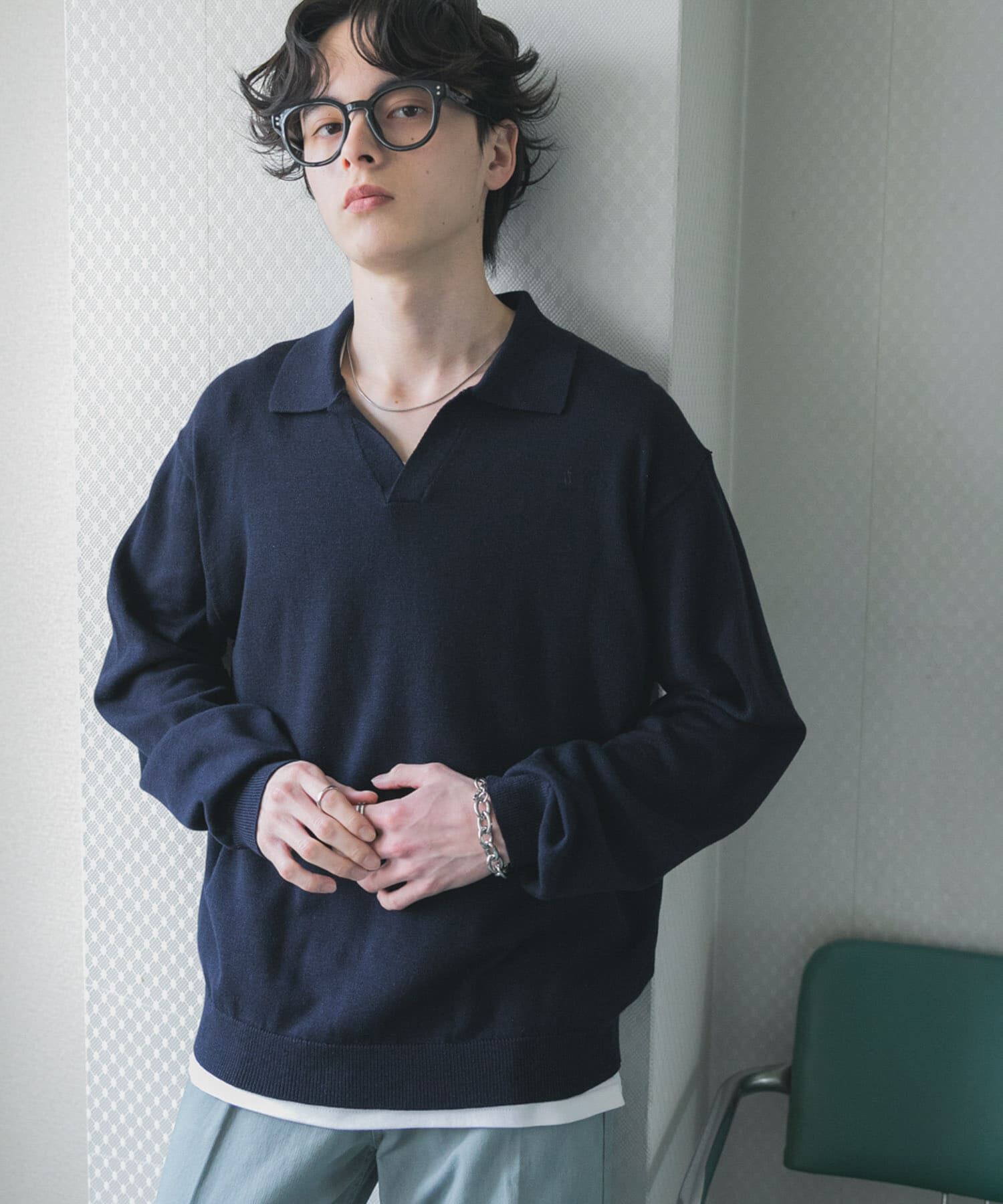 SENSE OF PLACE by URBAN RESEARCH「『洗濯可』スキッパーロングスリーブニット」|ニット・セーター|