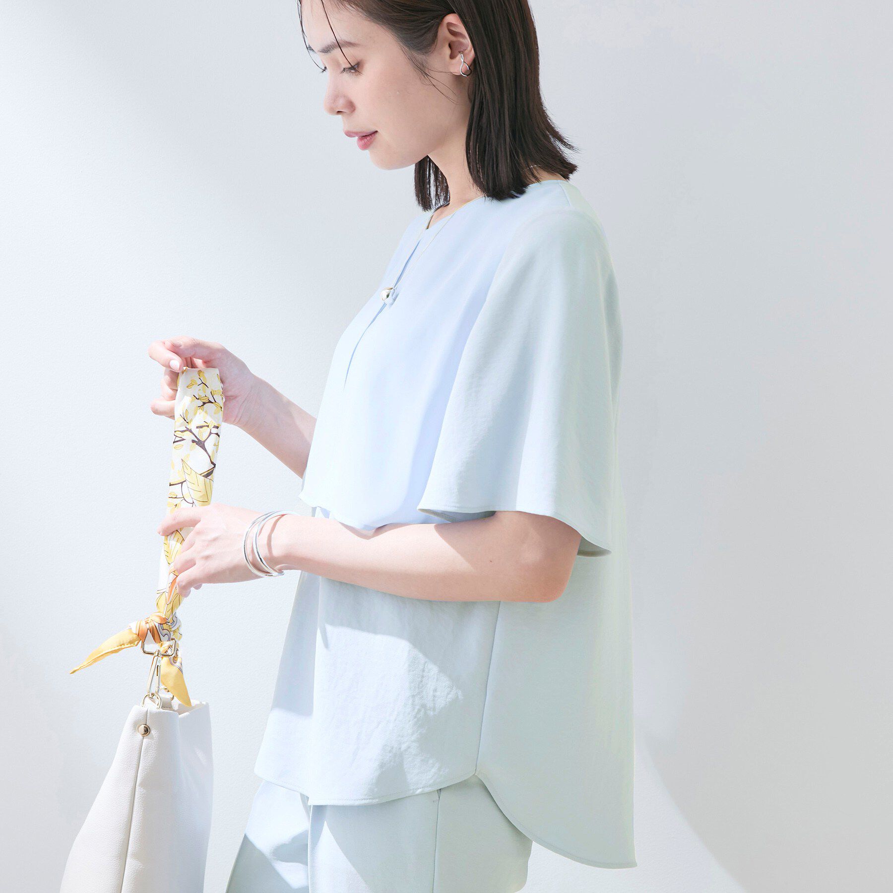 INDIVI「【着る日傘】シフォンドッキングブラウス」|シャツ・ブラウス|