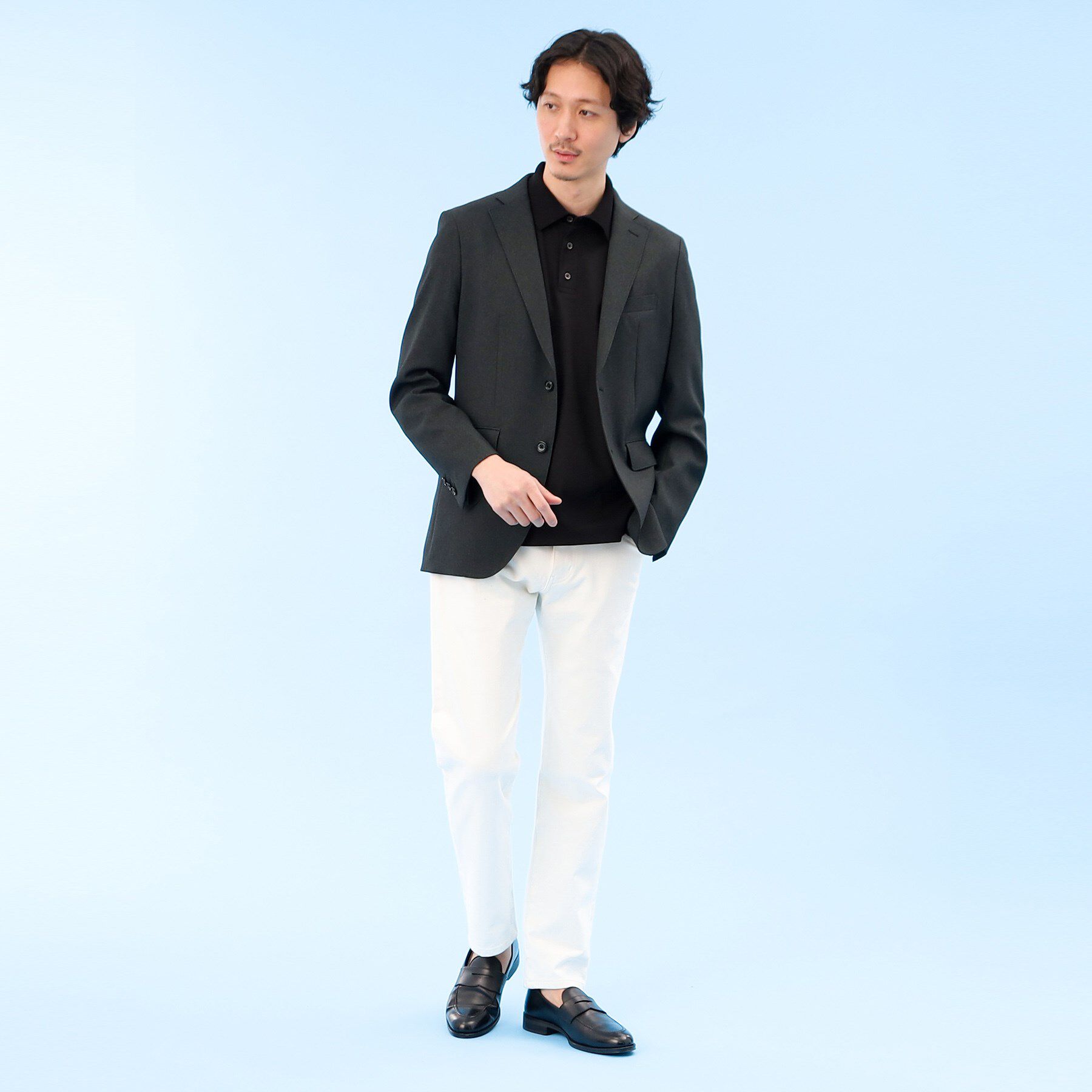 TAKEO KIKUCHI「【ONOFF/セットアップ対応】メランジ シャークスキン ストレッチジャケット」|テーラードジャケット|