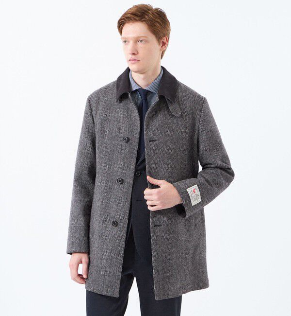 MACKINTOSH PHILOSOPHY「【予約販売】HEAT TWEED WELLINGTON（ウェリントン）middle button through」|ステンカラーコート|チャコールグレー