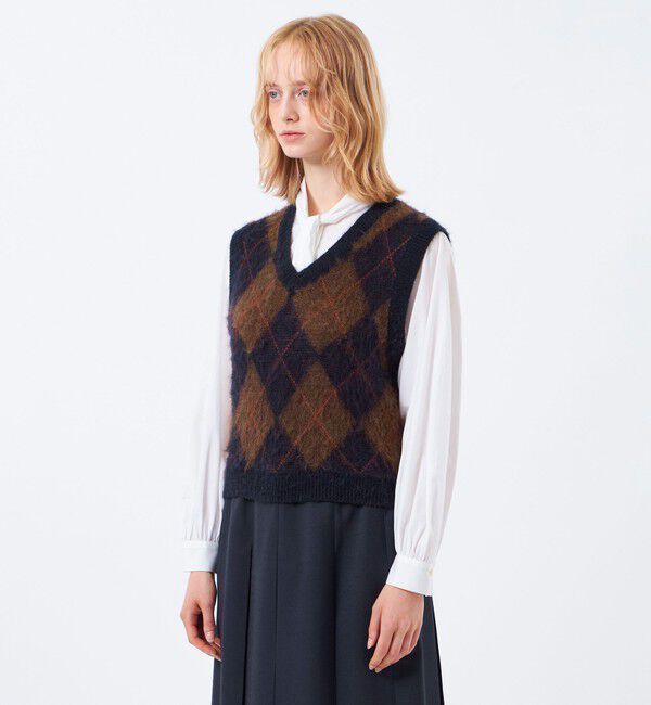 MACKINTOSH PHILOSOPHY「【LEE11月号/蛯原友里さん着用】モヘヤミックスアーガイルベスト」|ニット・セーター|