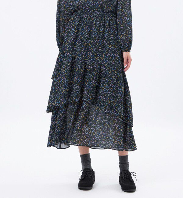 MACKINTOSH PHILOSOPHY「【LEE11月号/蛯原友里さん着用】SnowBlueGarden レイヤードフリルスカート」|スカート|ネイビー