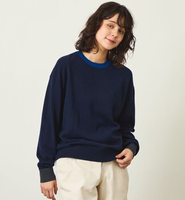 MACKINTOSH PHILOSOPHY「GREY LABEL ウールカシミヤバイカラーニット」|ニット・セーター|ネイビー