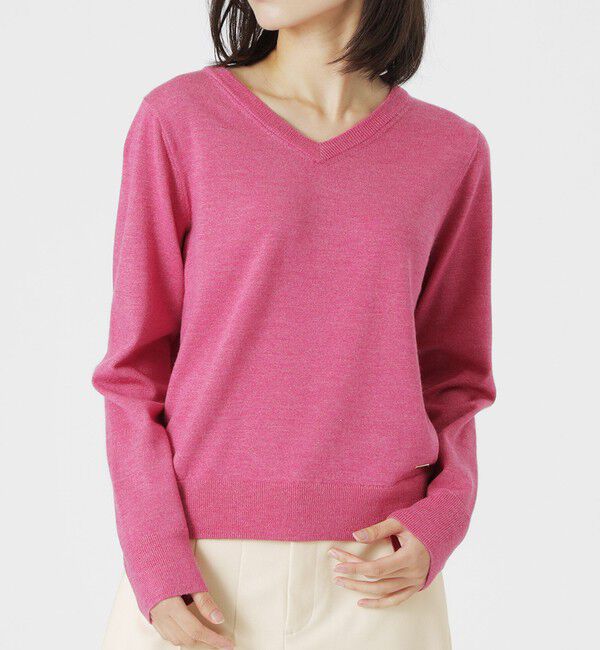  「【CASHWOOL】 ウォッシャブルラメVネックニット」|ニット・セーター|