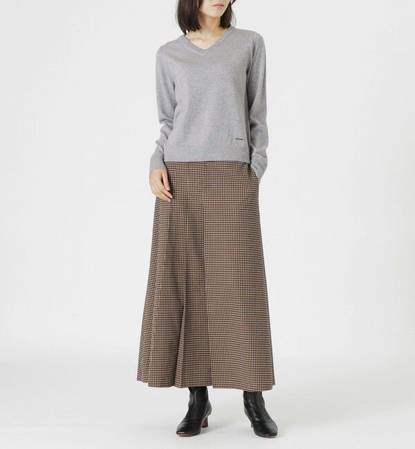  「【CASHWOOL】 ウォッシャブルラメVネックニット」|ニット・セーター|