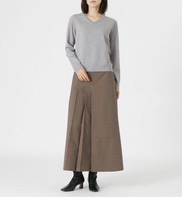  「【CASHWOOL】 ウォッシャブルラメVネックニット」|ニット・セーター|