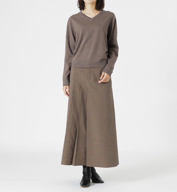  「【CASHWOOL】 ウォッシャブルラメVネックニット」|ニット・セーター|