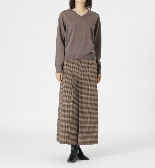  「【CASHWOOL】 ウォッシャブルラメVネックニット」|ニット・セーター|