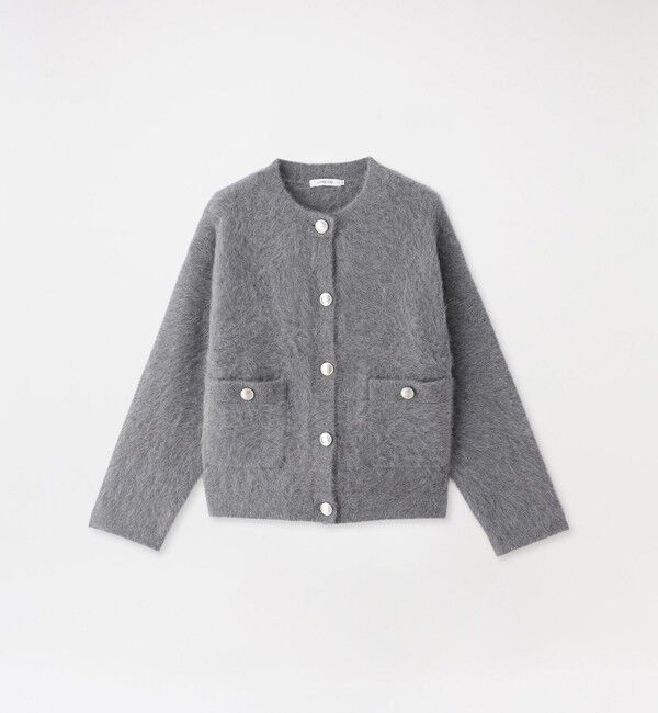  「【FOX CASHMERE】ファーニットジャケット」|ニット・セーター|グレー