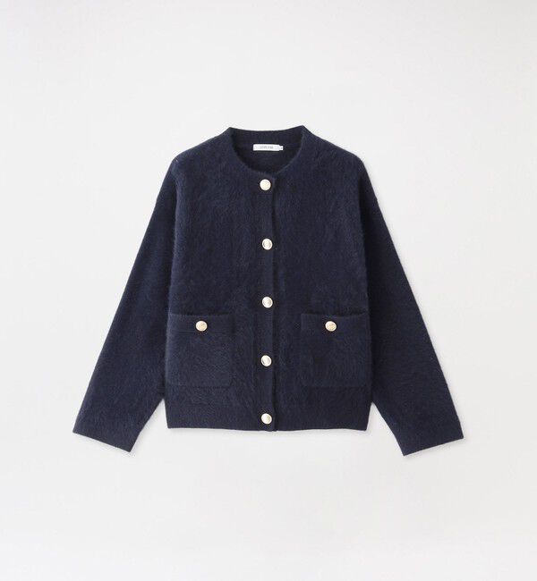  「【FOX CASHMERE】ファーニットジャケット」|ニット・セーター|ネイビー