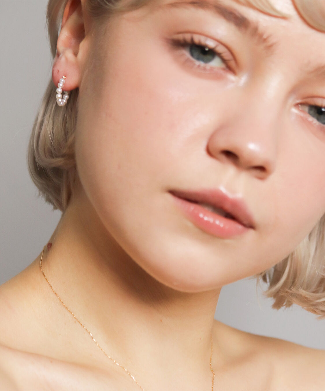  「パール スナップ フープ ピアス| K10YG 〈Ally〉」|ピアス|