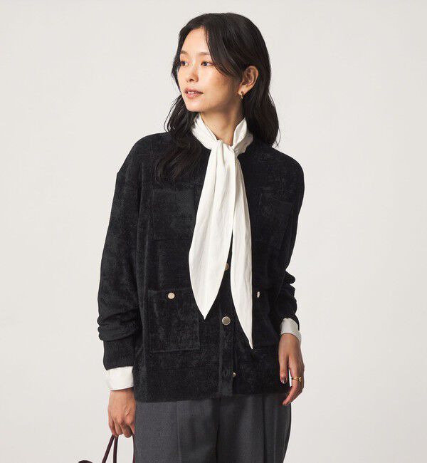 UNITED ARROWS green label relaxing「モール ポケット ノーカラー ニット カーディガン」|カーディガン|